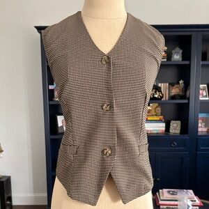 Eternal Moda Houndstooth Button Front Vest in Brown and Black size XS